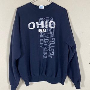 Vintage Ohio‎ tourist crewneck sweatshirt blue pullover classic casual size XL